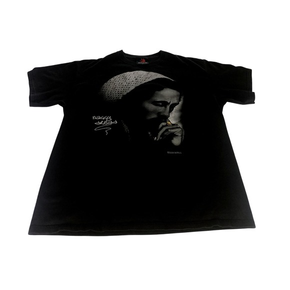 Zion Rootswear BOB MARLEY Band T-shirt (Men's size L) cotton black type Vintage Second Hand